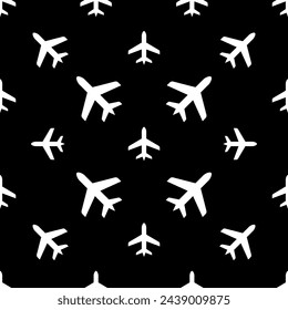 Airplane Icon Seamless Pattern Vector Art Illustration