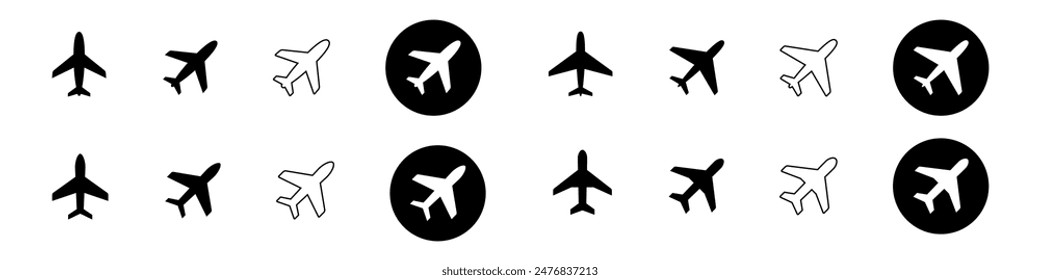 Airplane icon set. Aircraft vector sign. Airport arrival departure symbol