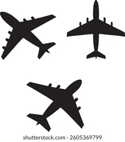 Airplane icon set. Aircraft vector sign. Airport arrival departure symbol. eps