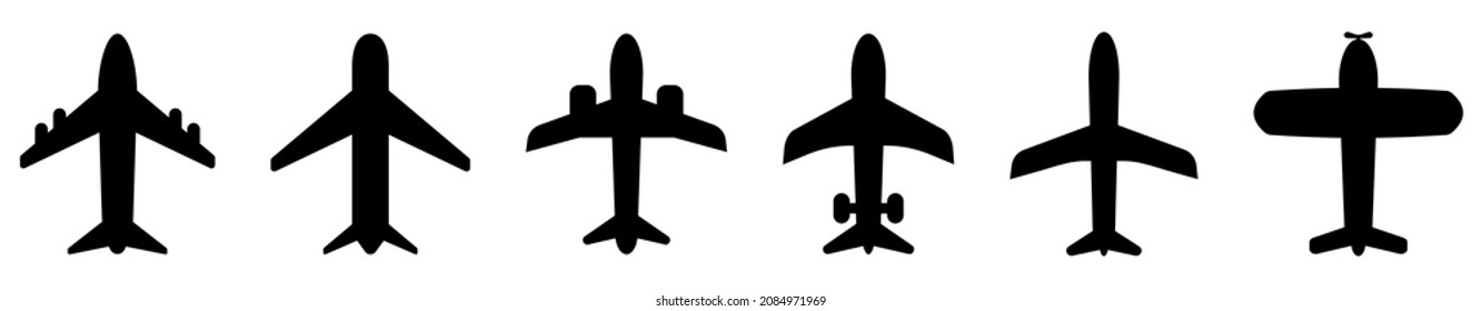 Airplane icon set. Aircrafts flat style. Vector illustration