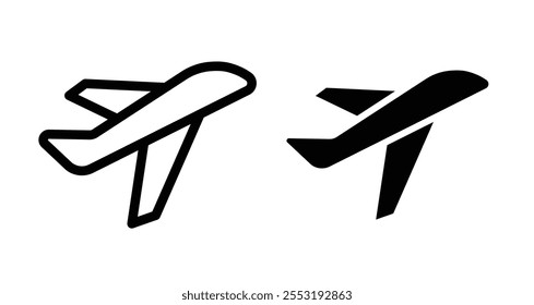 Airplane Icon Set in schwarz gefüllt und Linie.