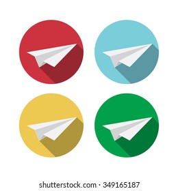 Airplane Icon Set in Flat Design Style - Vector Template