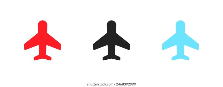 Airplane icon set. Flat style. Vector icons