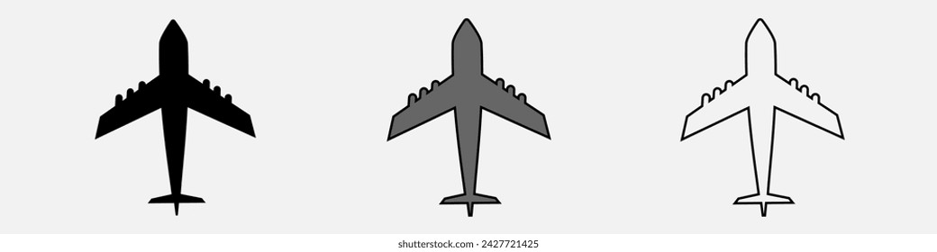 Airplane icon set. Flight transport symbol.