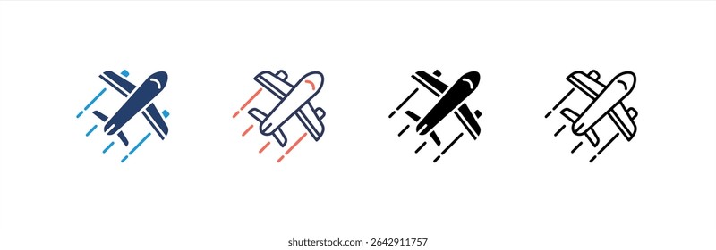 Airplane icon set multiple style collection