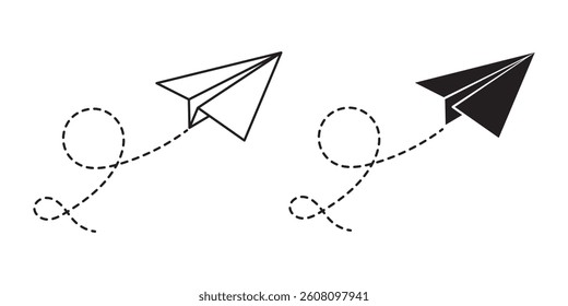 Airplane icon set. paper plane message icon sign vector. Paper Plane doodle Vector Illustration. Paper airplane symbol.