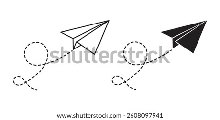 Airplane icon set. paper plane message icon sign vector. Paper Plane doodle Vector Illustration. Paper airplane symbol.
