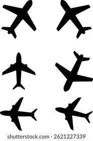 Airplane icon set, airplane silhouette