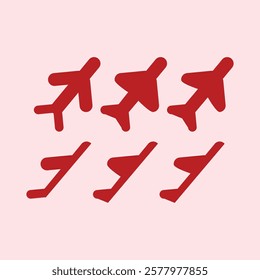 Airplane icon set. Airplane symbol. Flat design style eps 10. Logos, Bookmarks, etc. Airplane silhouette for ui airplane mode. Design element illustration of technology theme