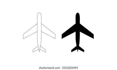 Airplane icon set. Transportation sign isolated on white background. Simple airplane mode illustration for web and mobile platforms. Airplane Mode Icon Vector in Flat Style. 