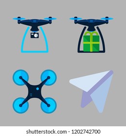 airplane icon set. vector set about drone and paper plane icons set.