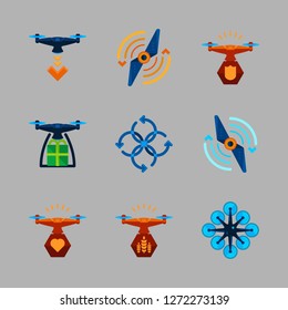 airplane icon set. vector set about drone, propeller and airscrew icons set.