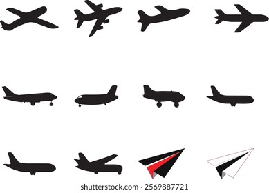 Airplane icon set vector or Aircraft vector design, travel logo icon  symbol on white background