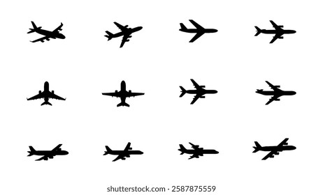 Airplane icon set vector isolated on a white background, aircraft icon set, airbus icon vector set, Aeroplane icon