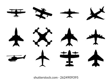 Airplane icon set vector on white background