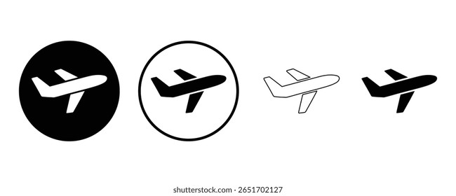 airplane icon set vector silhouette on white background.