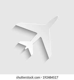 Airplane Icon with shadow on a grey background