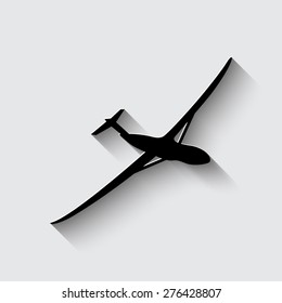  Airplane Icon with shadow on a grey background