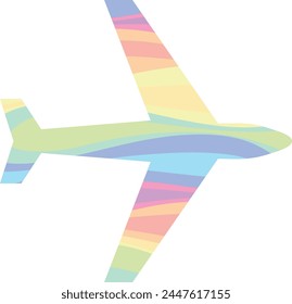 airplane icon shape with rainbow color inside, airplane icon vector illustration.