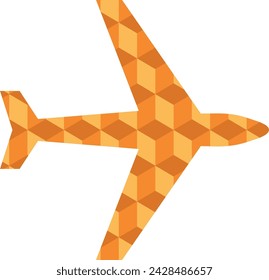 Flugzeug-Symbol-Form mit kleinen orangefarbenen Quadrat innen, Flugzeug-Symbol Vektor-Illustration.