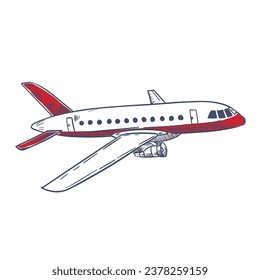 Airplane icon. Side view simple line vector illustration on White Background. EPS10 Vector