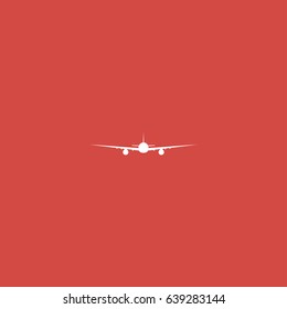 airplane icon. sign design. red background
