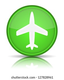 Airplane icon. Sign with reflection isolated on white. Vector illustration