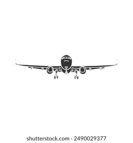 Airplane Icon Silhouette Illustration. Vector Graphic Pictogram Symbol Clip Art. Doodle Sketch Black Sign.	