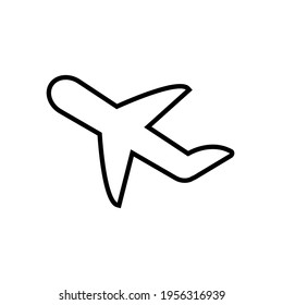 Airplane icon. Airplane silhouette isolated on white background. Simple vector flat icon of airplane