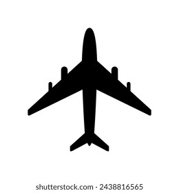 Airplane icon silhouette. Plane symbol. Vector illustration isolated on white.