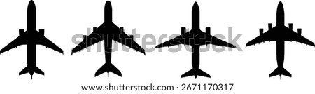 airplane icon silhouette top view vector civil aviation cargo and passenger planes collection