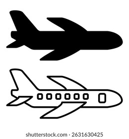 Icono de avión, estilo plano simple, ilustración, Plantilla de pictograma de símbolo de logotipo, para UI o UX aislado en blanco para App móvil, editable