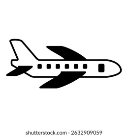 airplane icon, simple flat style, illustration, logo sign symbol pictogram template, for ui or ux isolated on white for mobile app, editable