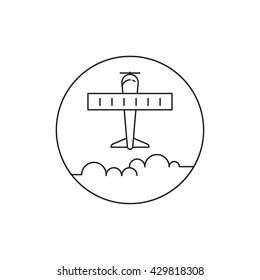Airplane icon. Simple vector illustration with airplane and clouds. EPS 8.