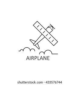 Airplane icon. Simple vector illustration with airplane and clouds. EPS 8.