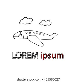 Airplane icon. Simple vector illustration with airplane and clouds for card, invitation, posters, texture backgrounds, placards, banners.