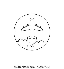 Airplane icon. Simple vector illustration with airplane and clouds. EPS 8.