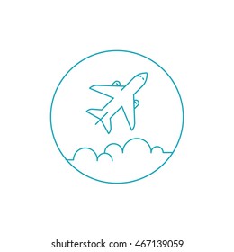 Airplane icon. Simple vector illustration with airplane and clouds. EPS 8.