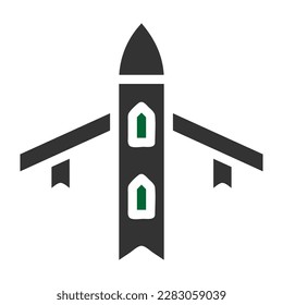 airplane icon solid grey green colour military illustration vector army element and symbol perfect. Icon sign from modern collection for web.