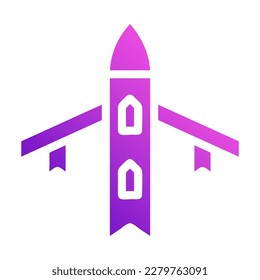 airplane icon solid style gradient purple pink colour military illustration vector army element and symbol perfect. Icon sign from modern collection for web.
