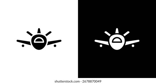 Airplane icon solid vevtor pictogram set
