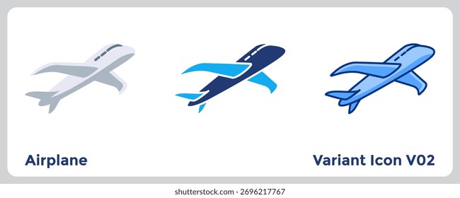 Airplane Icon streamlines flight booking and travel planning for apps and websites focused on productivity. Blue, Flat Blue, Dualtone style.