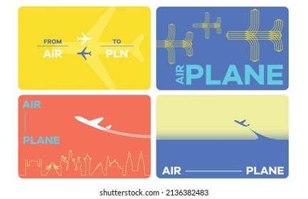 Airplane icon symbol card layout trip fly