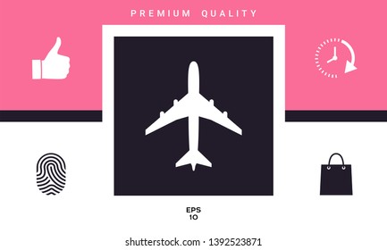 Airplane icon symbol . Element for your design.