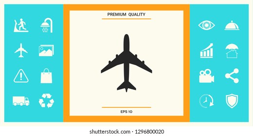 Airplane icon symbol. Graphic elements for your design