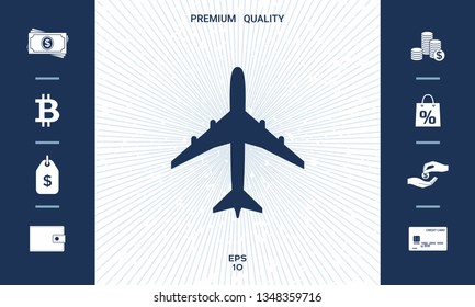 Airplane icon symbol. Graphic elements for your design