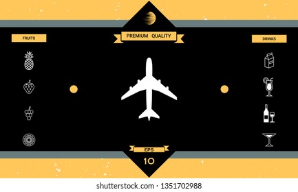 Airplane icon symbol. Graphic elements for your design
