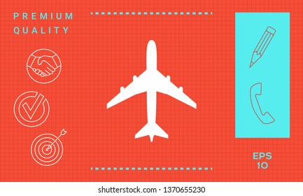 Airplane icon symbol. Graphic elements for your design