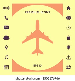 Airplane icon symbol. Graphic elements for your design