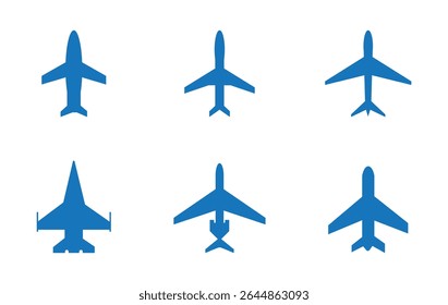 Ícone do avião logotipo de decolagem pictograma preto conjunto vetor ou avião decolam forma de silhueta de voo símbolo gráfico simples clipart, avião avião jato círculo sinal, avião linha fina esboço arte